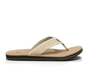 Sanuk Fraid Not Men's Flip Flops Beige | Canada 249BEX